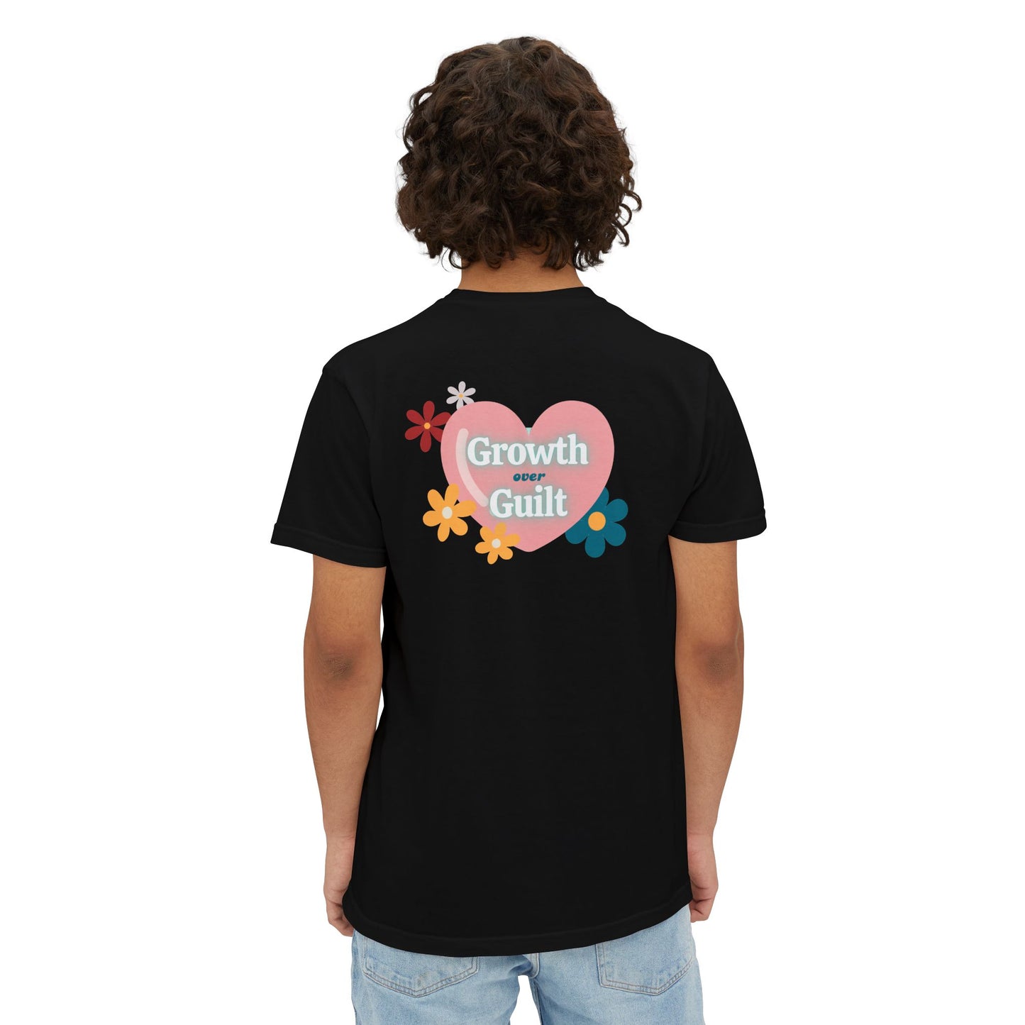 "Growth Over Guilt"- Unisex Pocket T-Shirt (Positive Vibes for Self-Care)